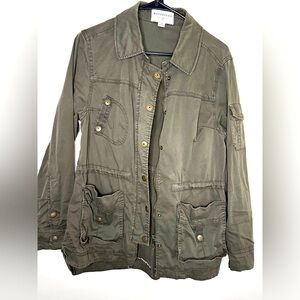 Marrakech Anthropologie Utility Jacket Women’s Size Small Green Snap Pockets